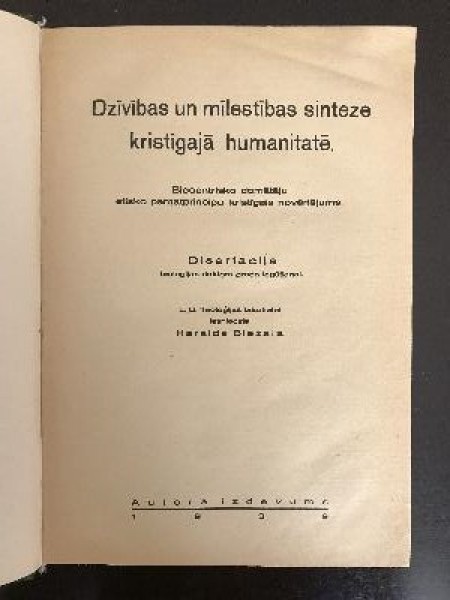 Dzīvības un mīlestības sinteze kristīgajā humanitatē