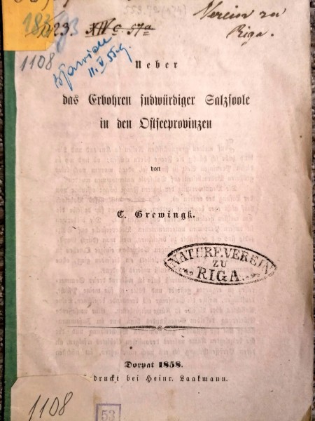 Ueber das Erbohren sudwürdiger Salzsoole in den Ostseeprovinzen