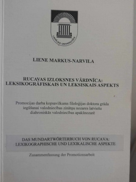 Rucavas izloksnes vārdnīca: leksikogrāfiskais un leksiskais aspekts