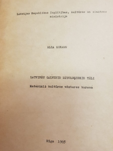 Latviešu mitoloģiskie tēli. Materiāli kultūras vēstures kursam.