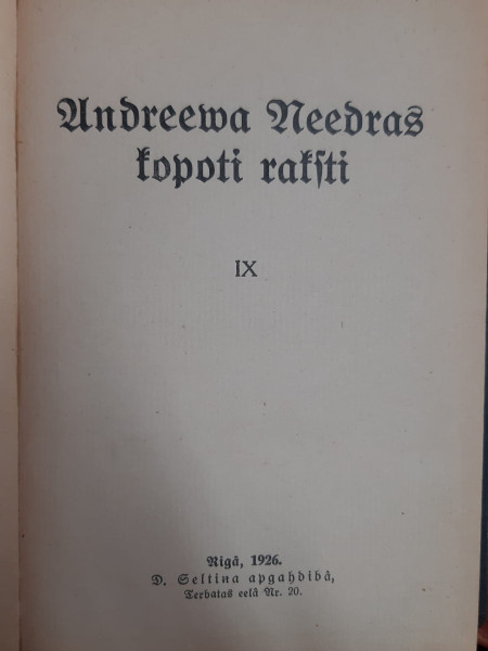 Andrieva Niedras kopoti raksti IX